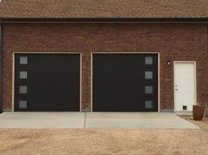 Black Modern Tech Garage Door with side glasses