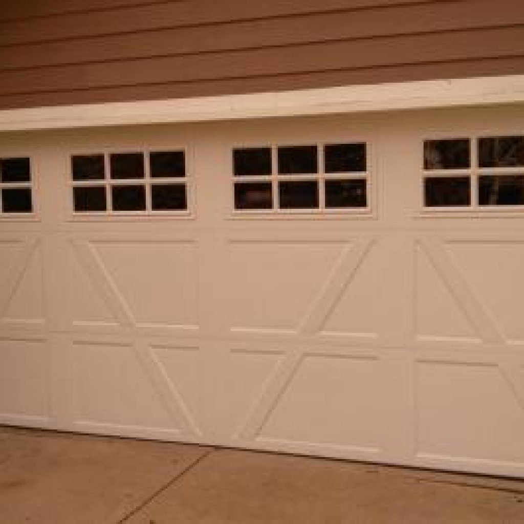 Side View White Garage door with windows